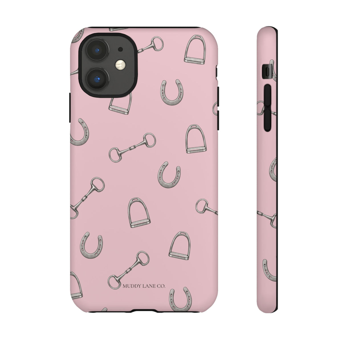 Tack Room Pattern Tough Phone Case in Soft Rosette Pink Matte