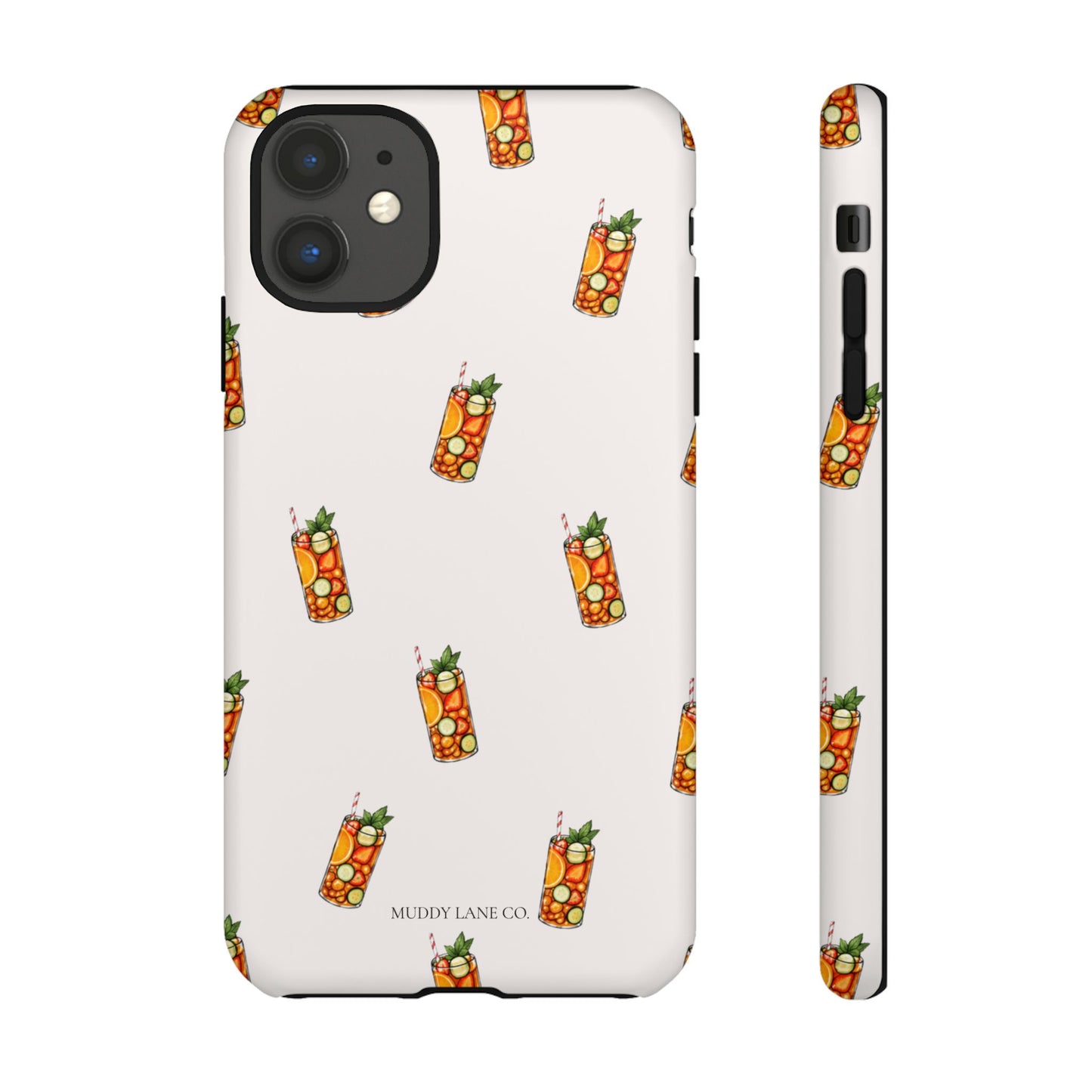 Summer Drink Pattern Tough Phone Case in Warm Cream Matte