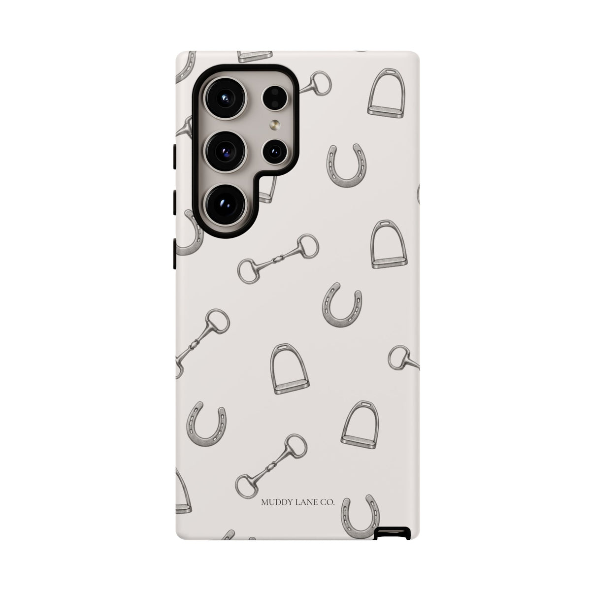 Tack Room Pattern Tough Phone Case in Warm Cream Matte