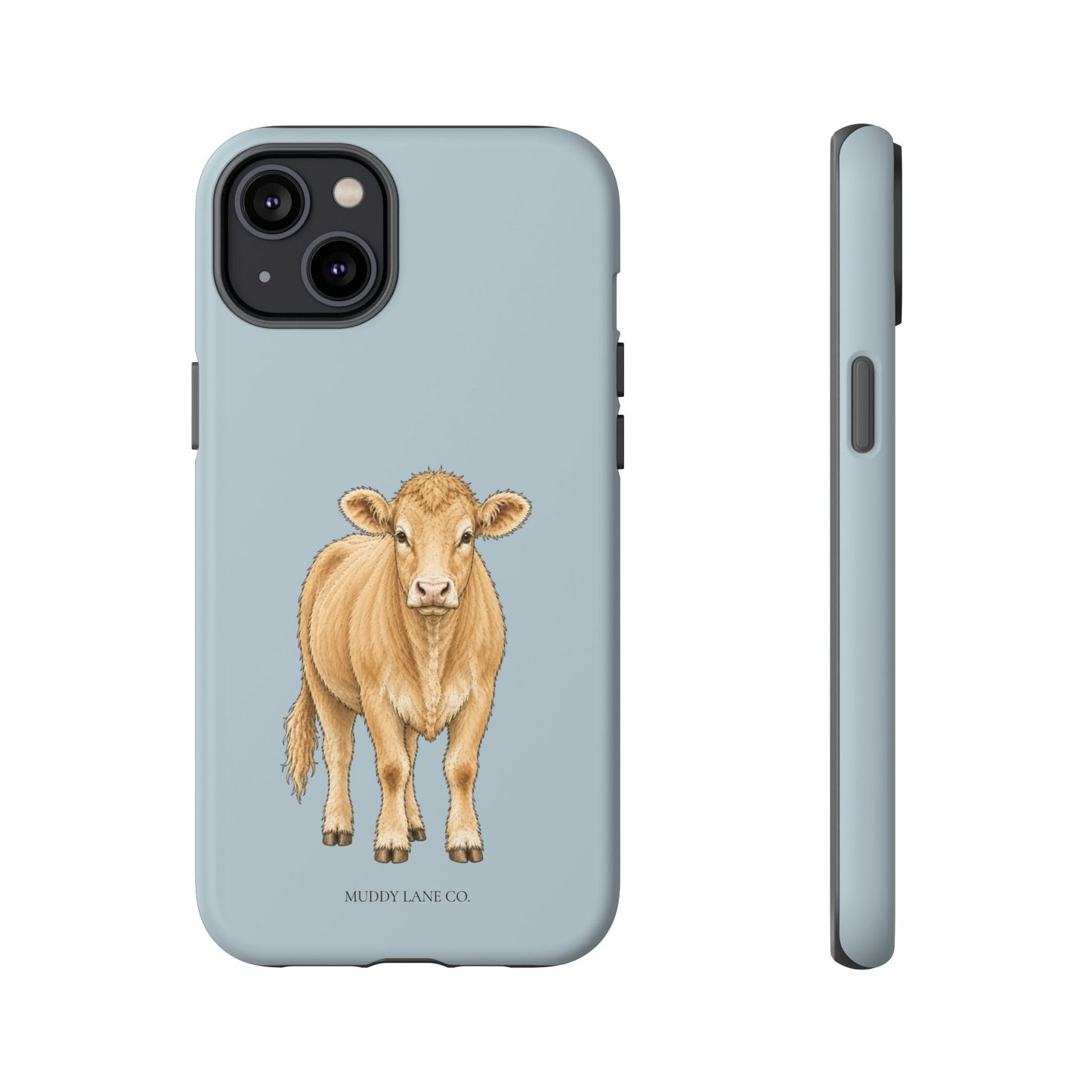 Farm Cow Tough Phone Case in Dusty Blue Matte