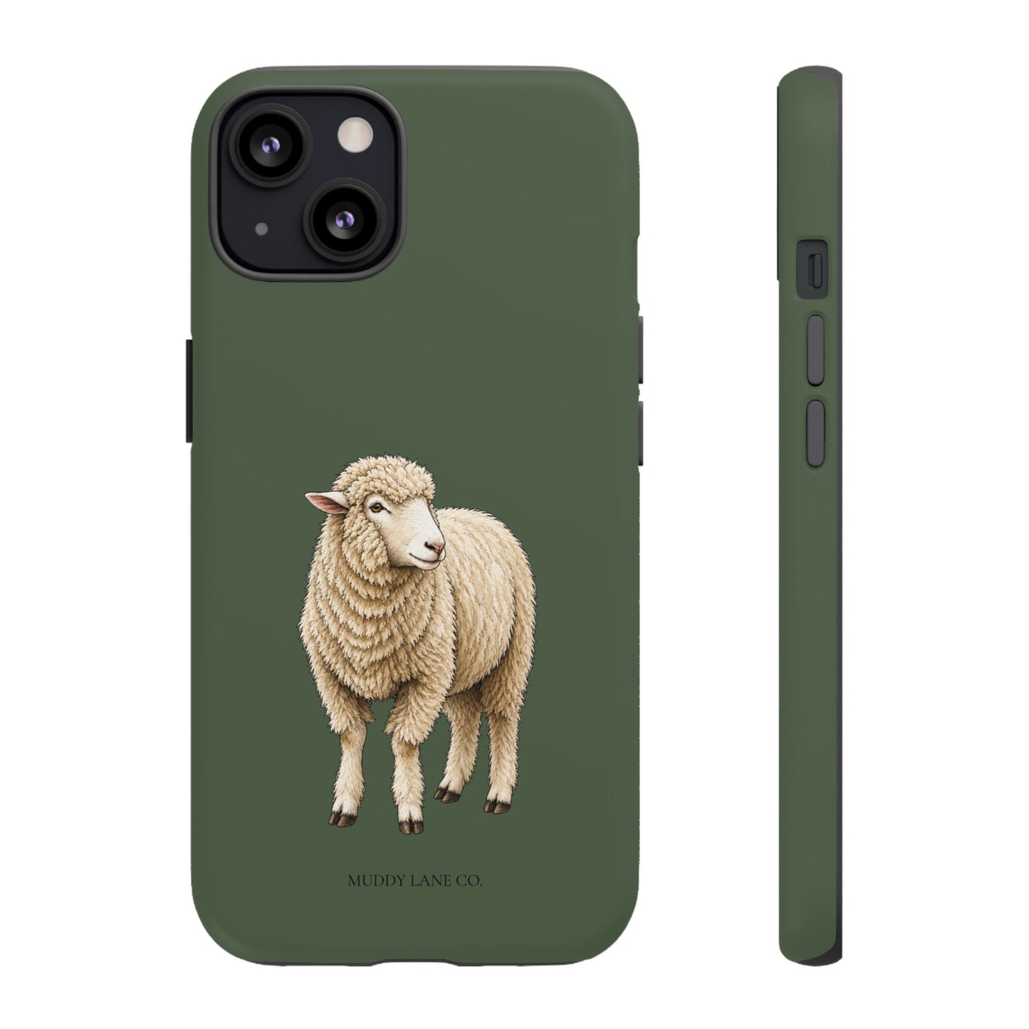 Sheep Tough Phone Case in Forest Green Matte