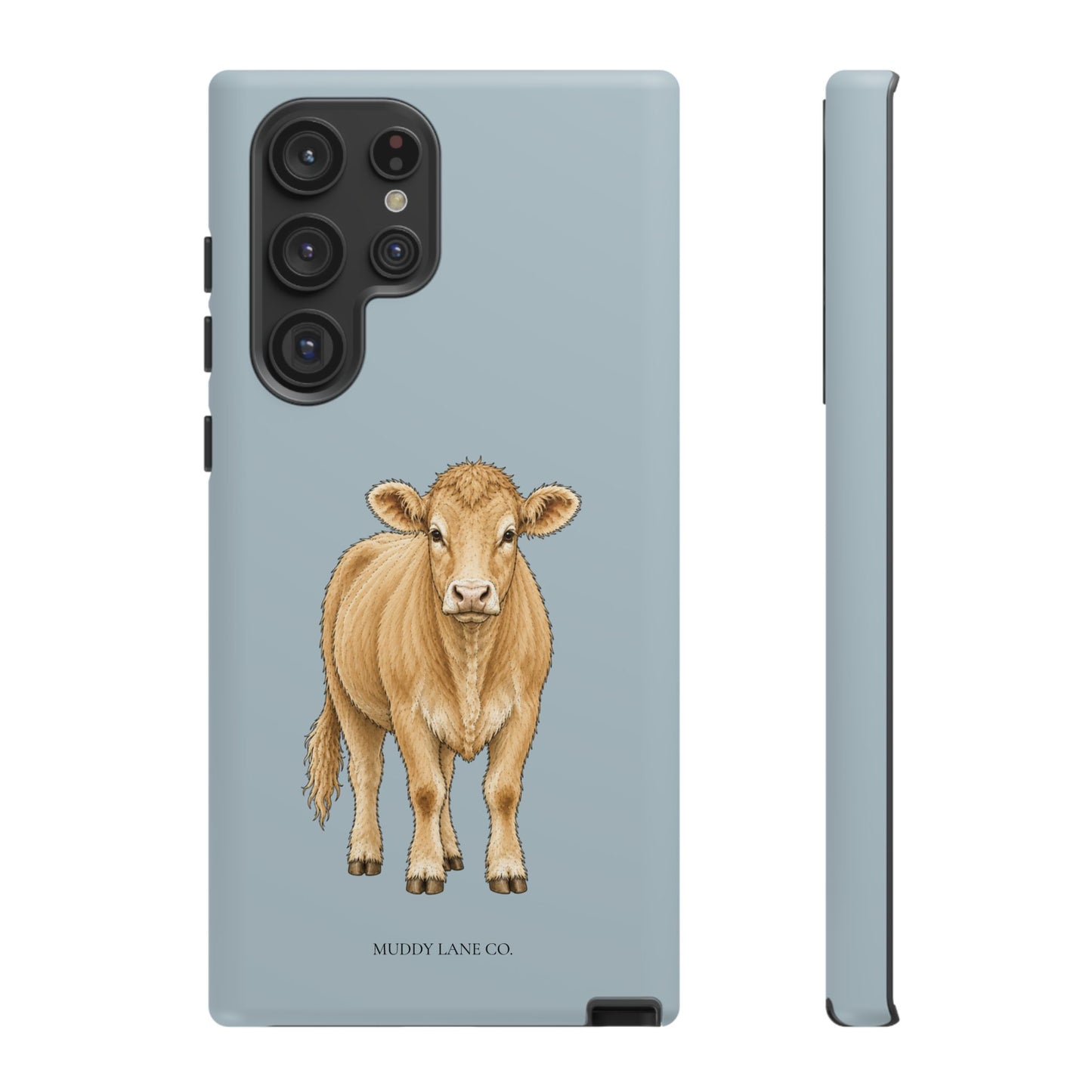 Farm Cow Tough Phone Case in Dusty Blue Matte