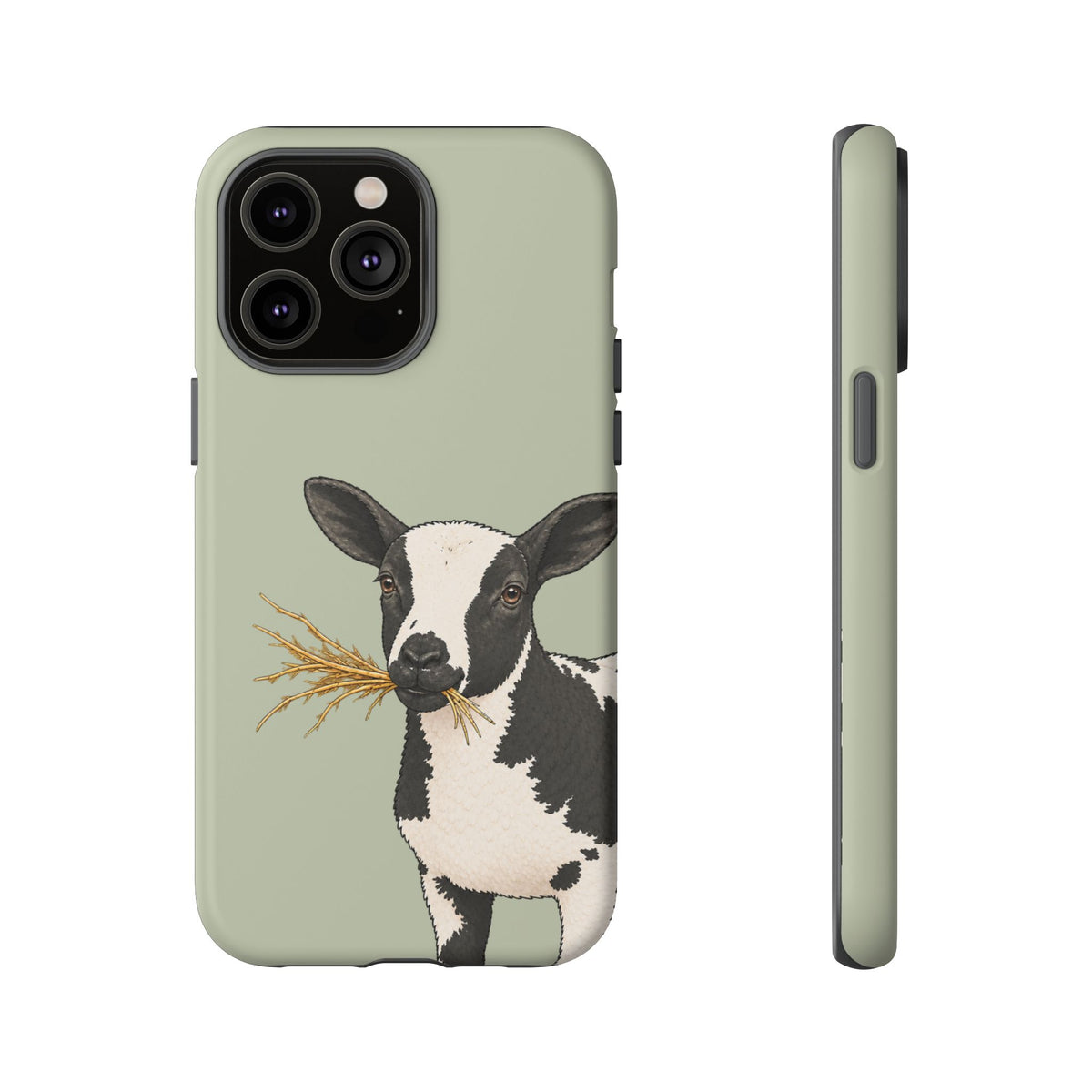 Dutch Spotted Sheep Close-Up Tough Phone Case in Light Sage Matte