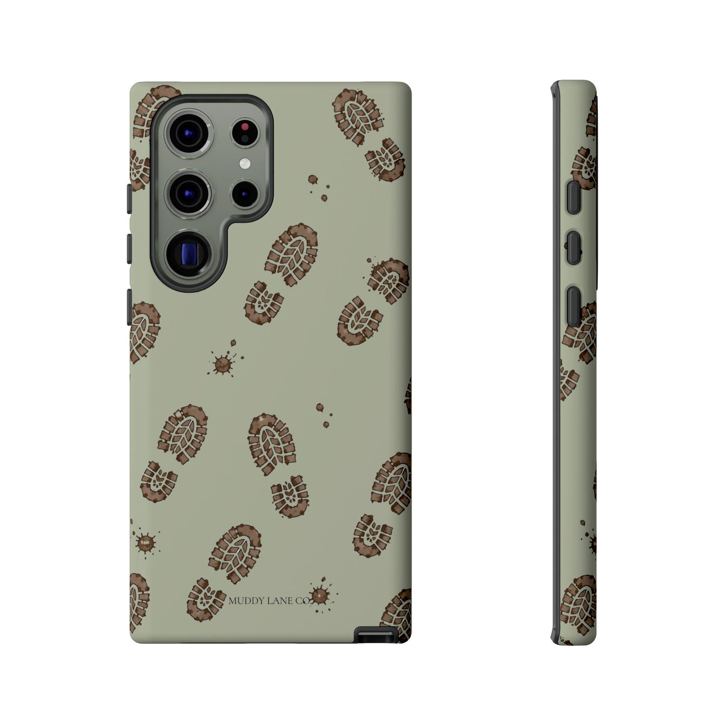 Muddy Boot Print Tough Phone Case in Light Sage Matte