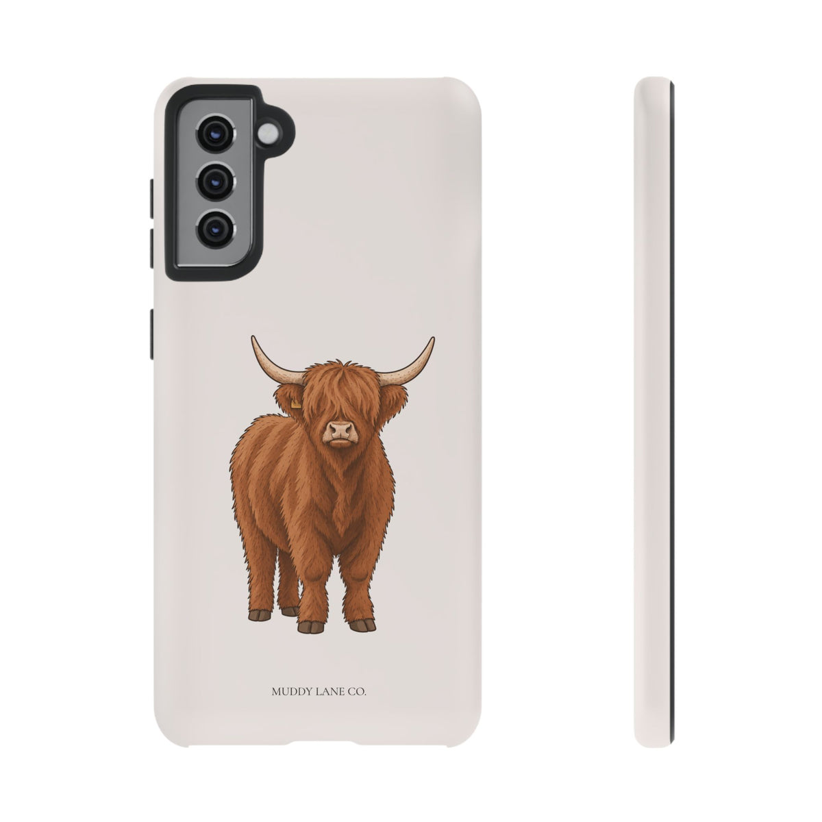 Highland Cow Tough Phone Case in Warm Cream Matte