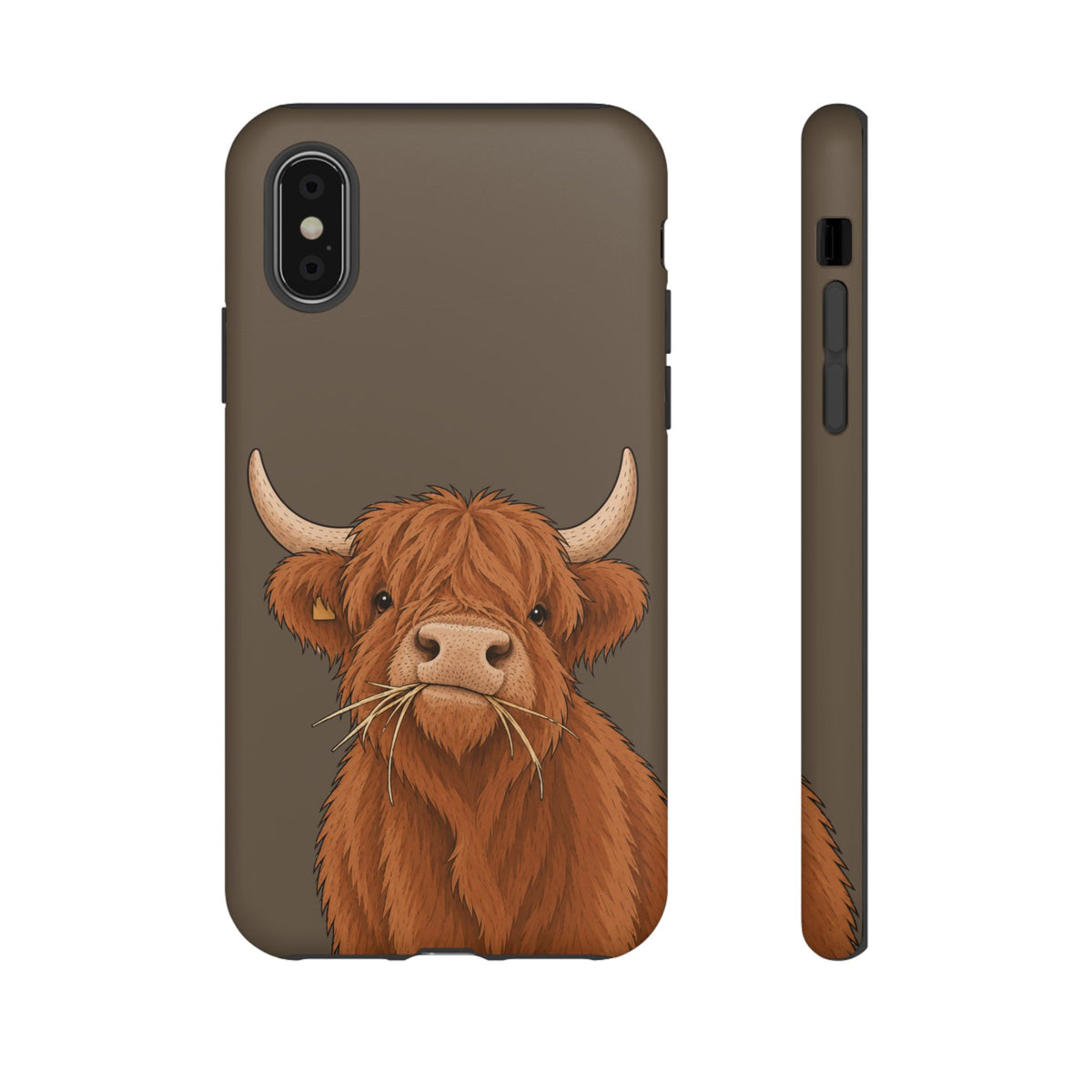 Highland Cow Close-Up phone case in Taupe Brown by Muddy Lane Co, photo 4