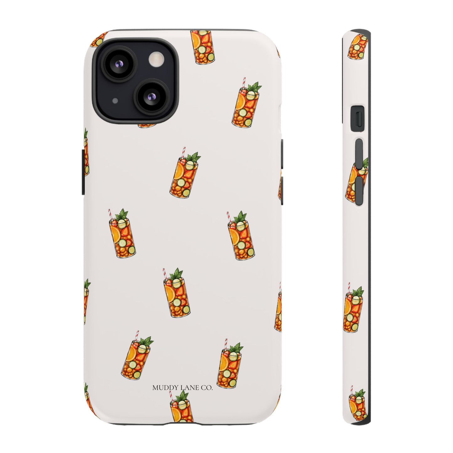 Summer Drink Pattern Tough Phone Case in Warm Cream Matte