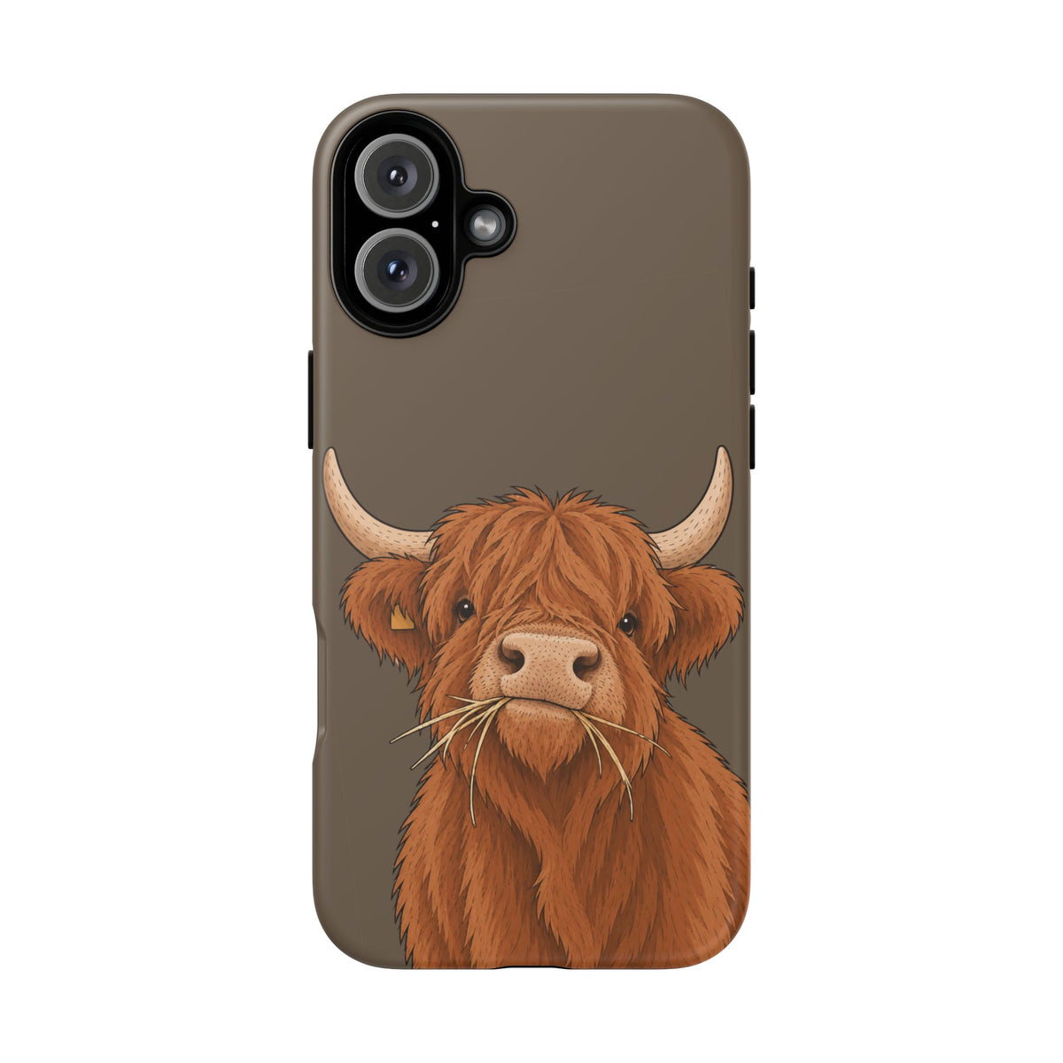 Highland Cow Close-Up Tough Phone Case in Taupe Brown Matte