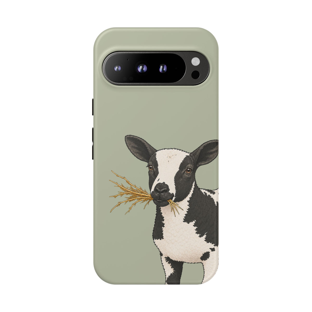 Dutch Spotted Sheep Close-Up Tough Phone Case in Light Sage Matte