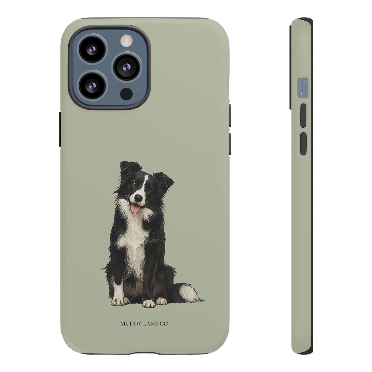 Border Collie Tough Phone Case in Light Sage Matte
