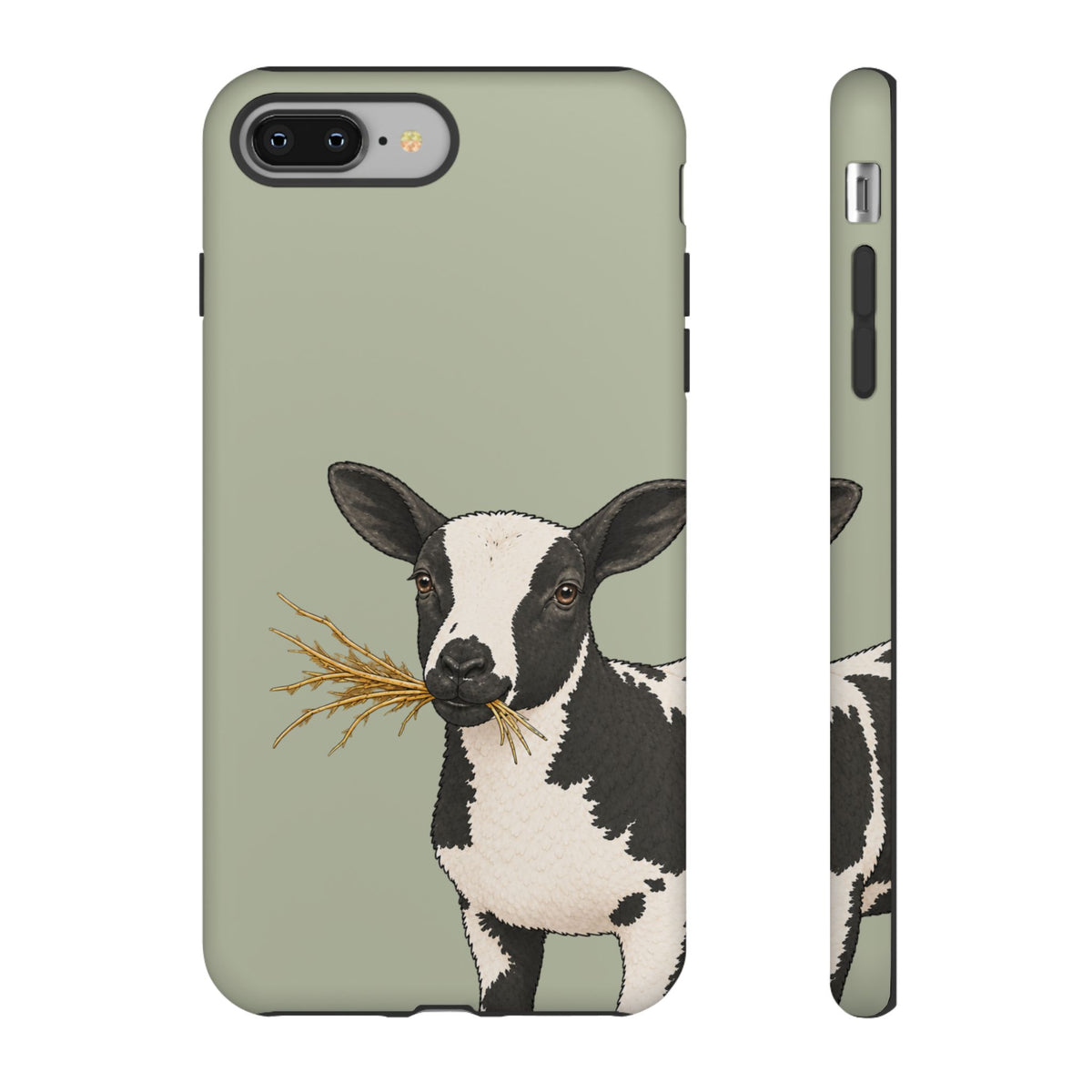 Dutch Spotted Sheep phone case in Light Sage by Muddy Lane Co, photo 3