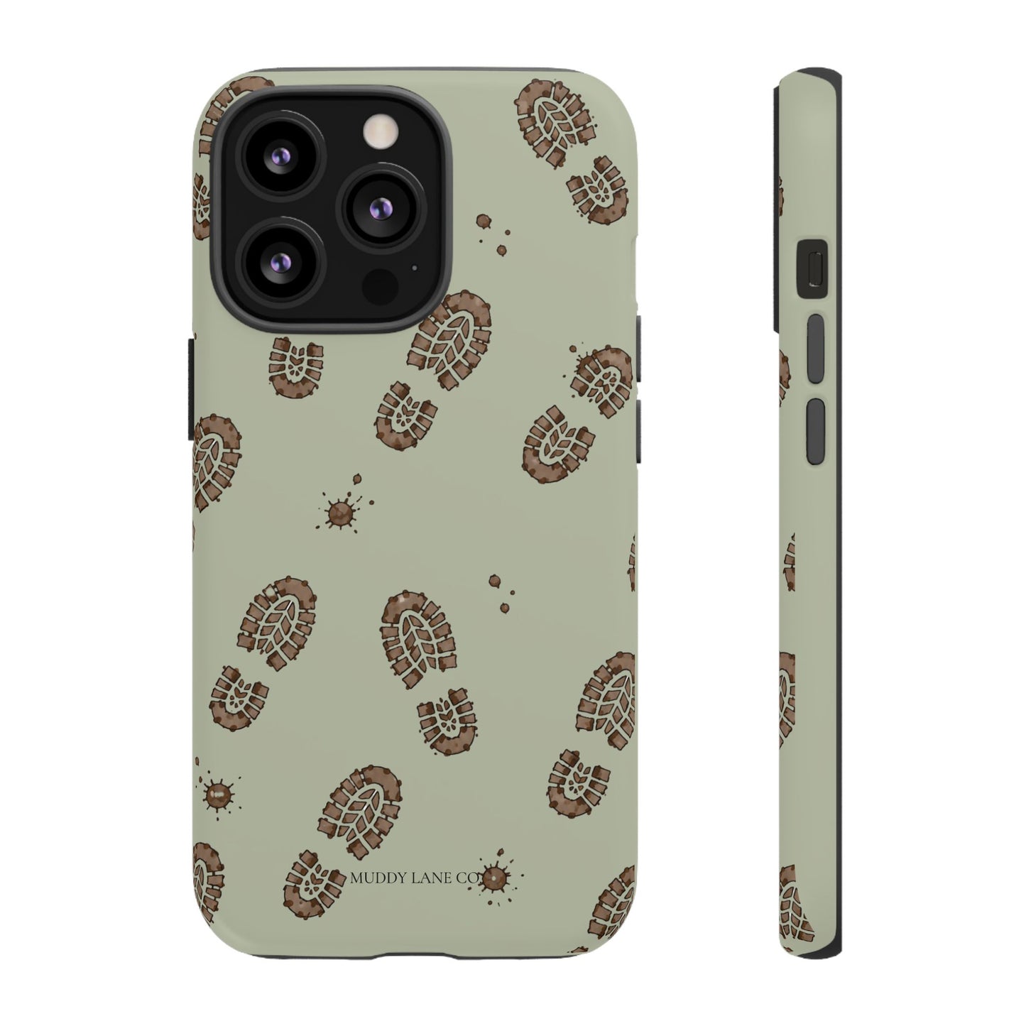 Muddy Boot Print Tough Phone Case in Light Sage Matte
