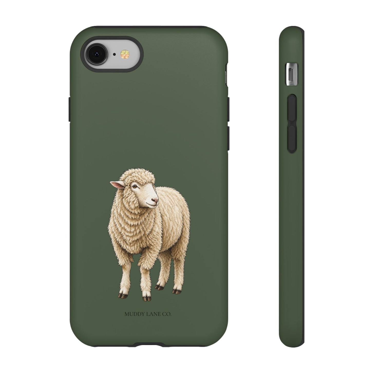 Sheep Tough Phone Case in Forest Green Matte