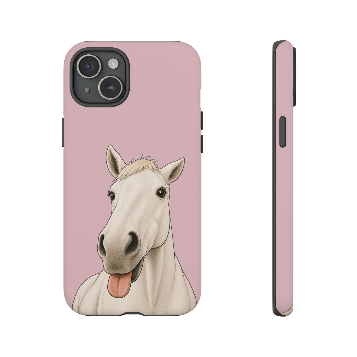 Silly White Horse Tough Phone Case in Soft Rosette Pink Matte