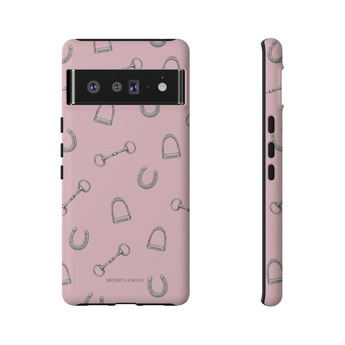 Tack Room Pattern Tough Phone Case in Soft Rosette Pink Matte