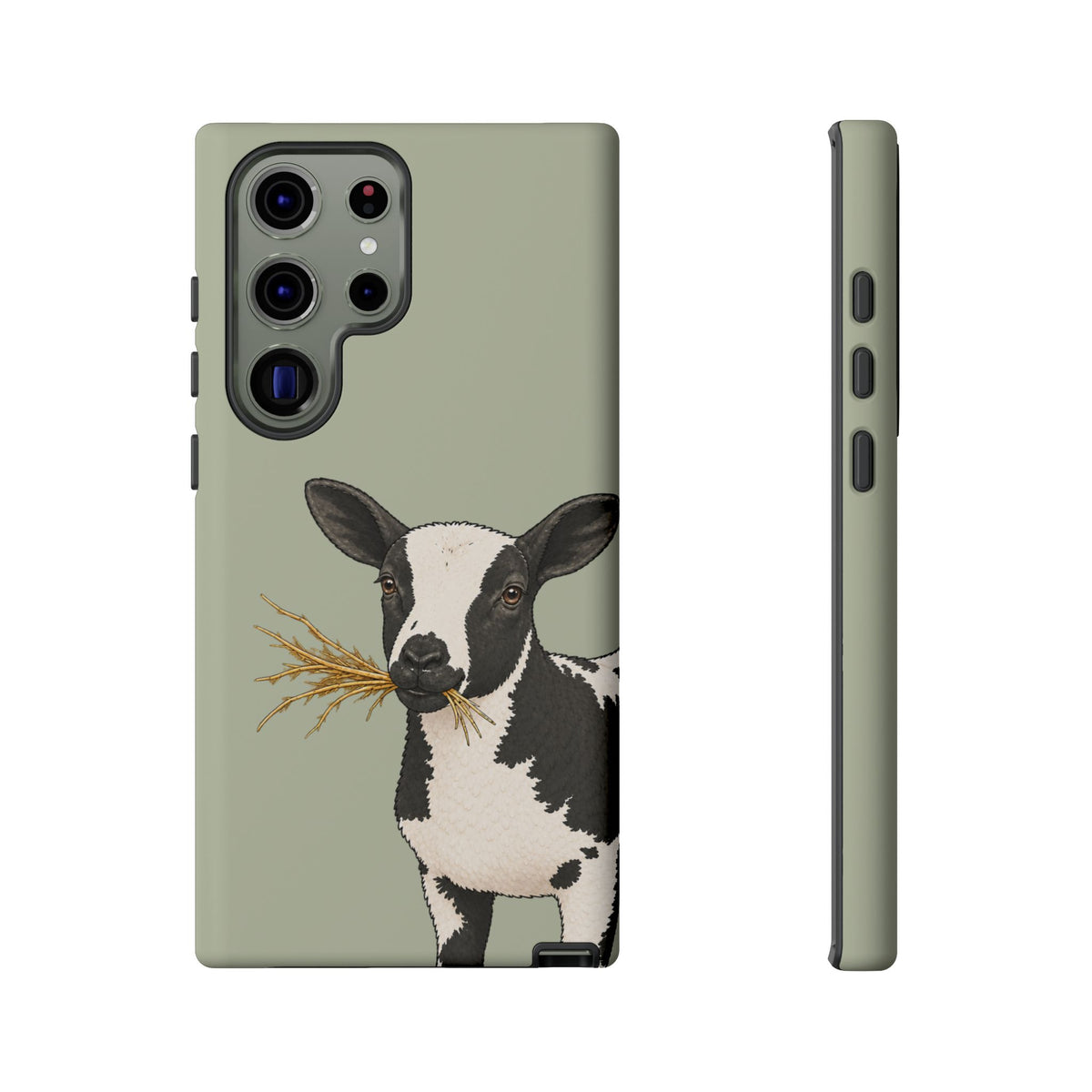 Dutch Spotted Sheep Close-Up Tough Phone Case in Light Sage Matte