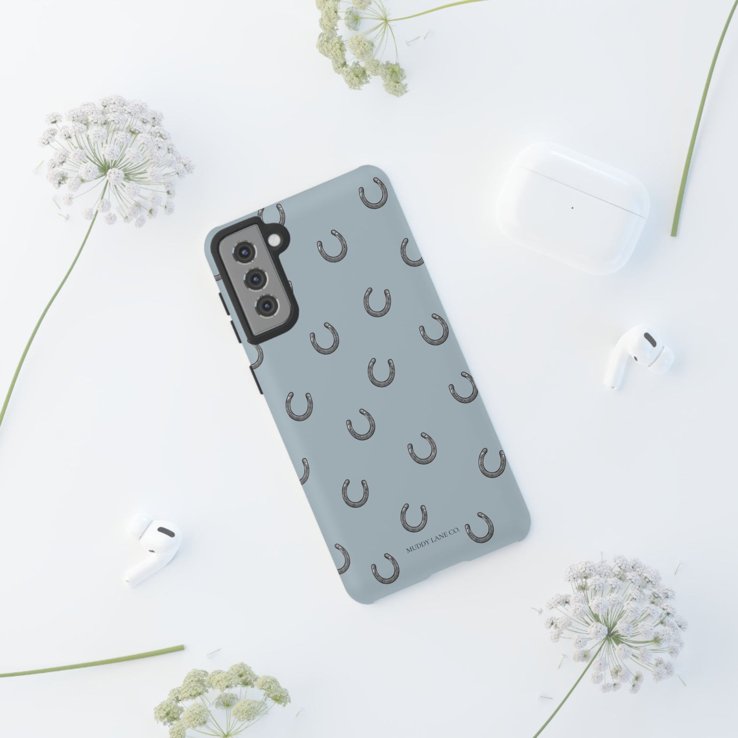 Horseshoe Pattern Tough Phone Case in Dusty Blue Matte