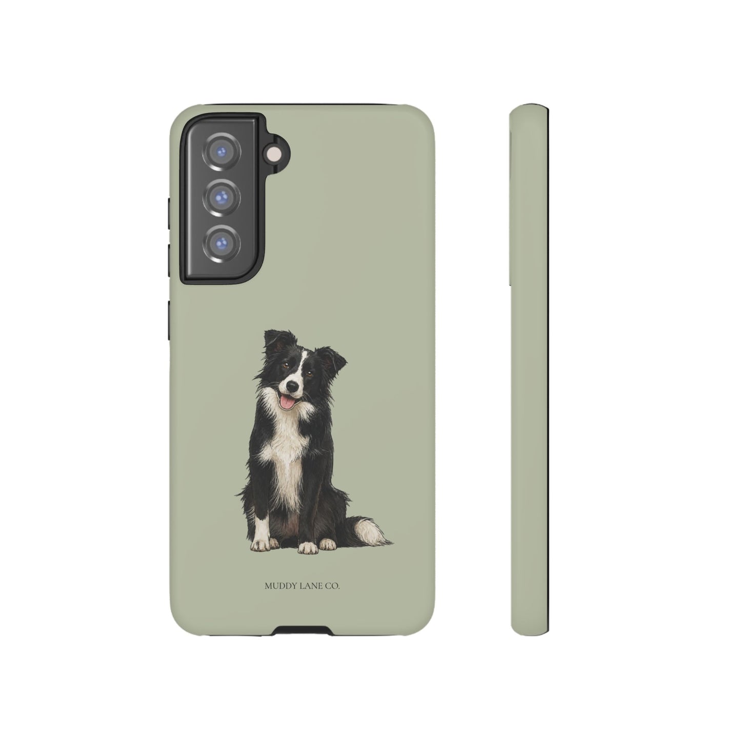 Border Collie Tough Phone Case in Light Sage Matte