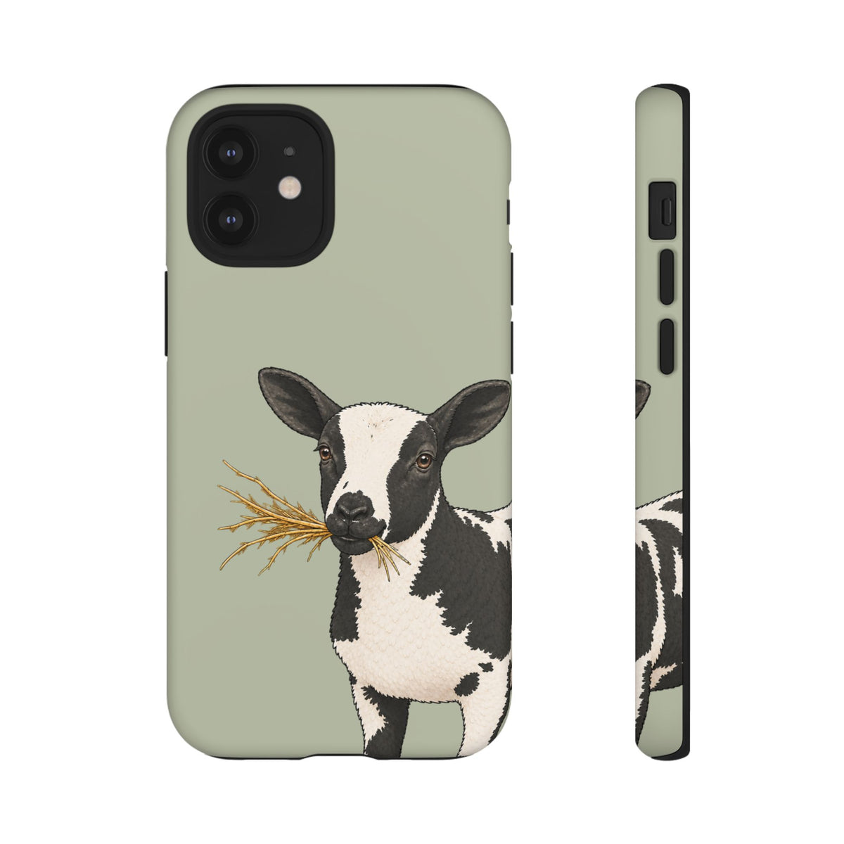 Dutch Spotted Sheep Close-Up Tough Phone Case in Light Sage Matte