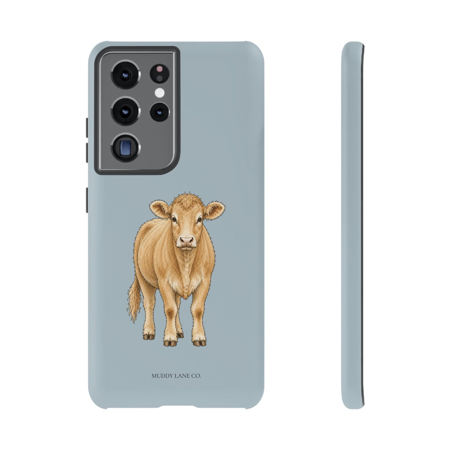 Farm Cow Tough Phone Case in Dusty Blue Matte
