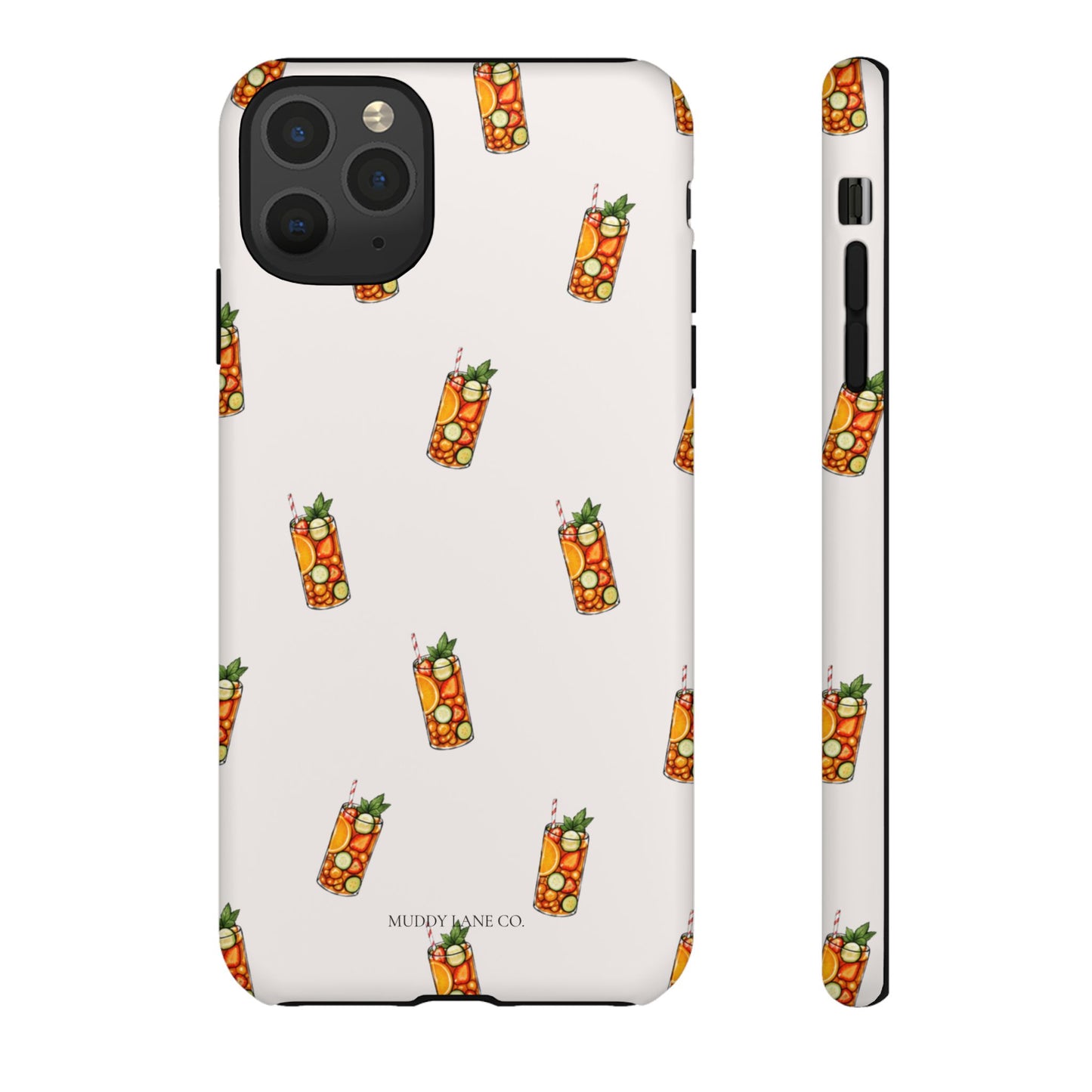 Summer Drink Pattern Tough Phone Case in Warm Cream Matte