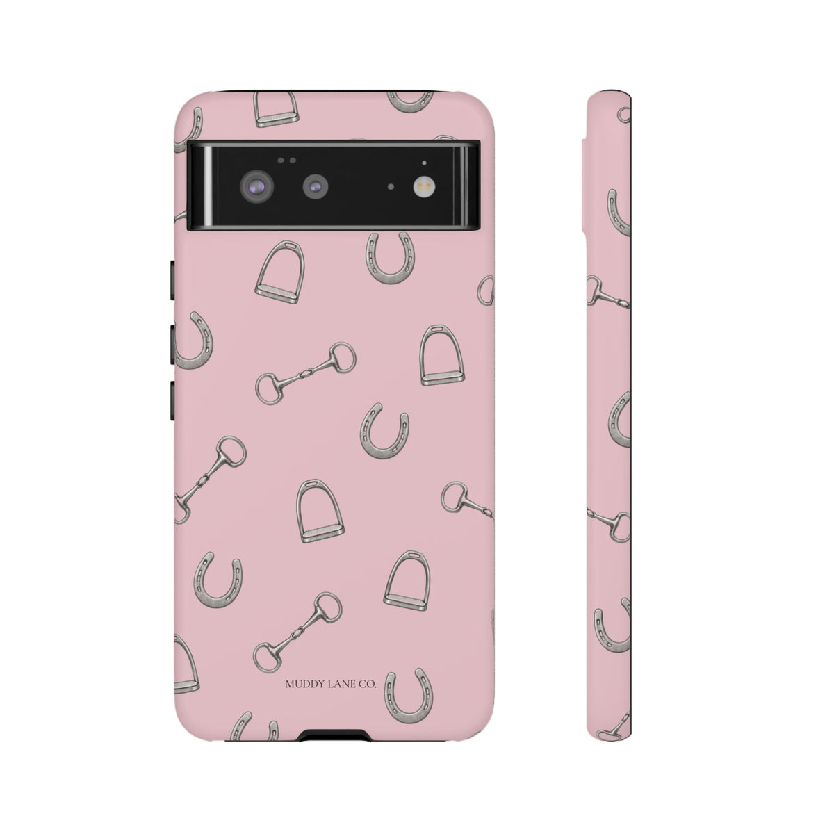 Tack Room Pattern Tough Phone Case in Soft Rosette Pink Matte