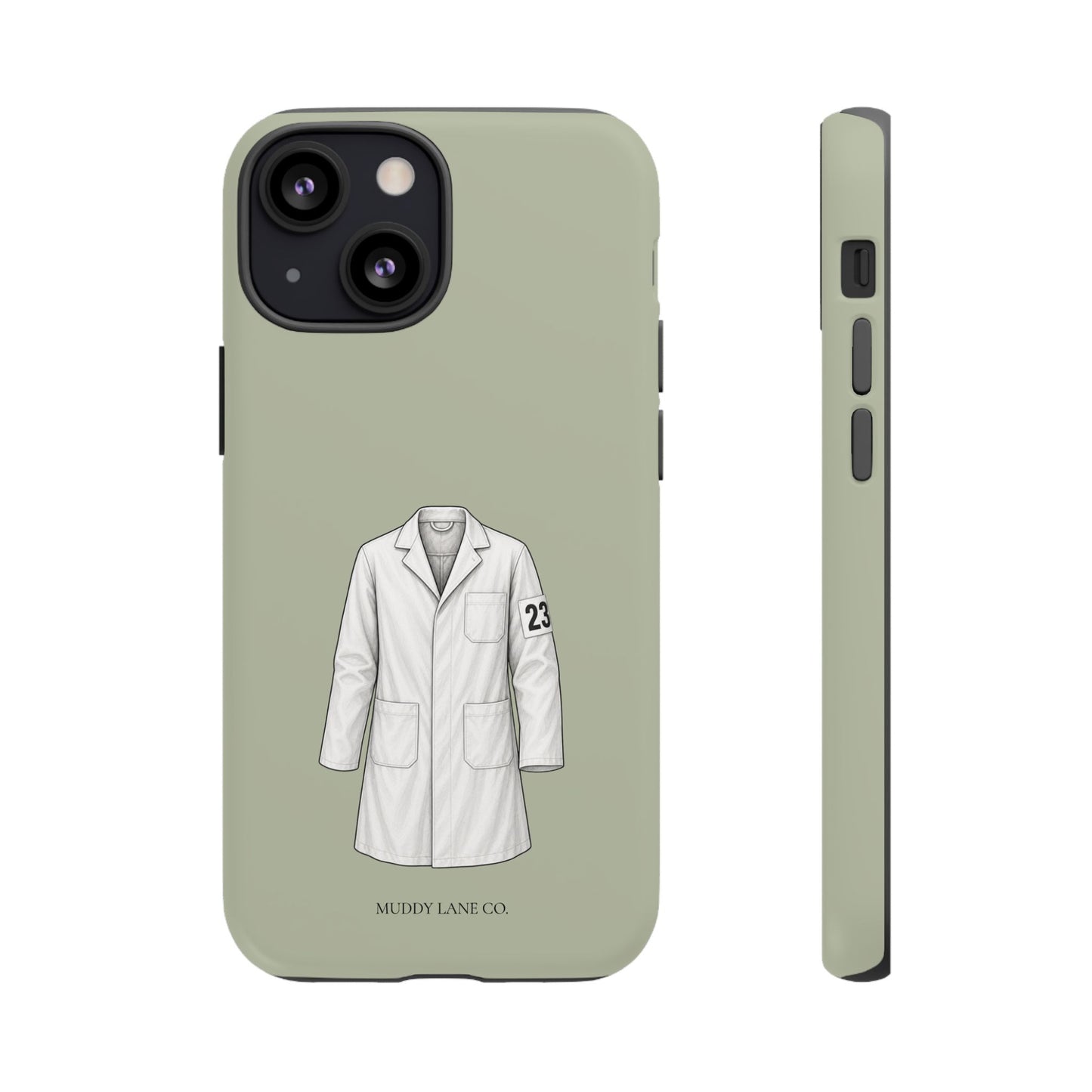 Showing Coat Tough Phone Case in Light Sage Matte