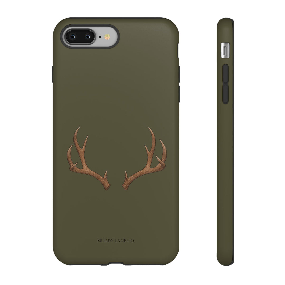Antlers phone case in Muddy Green by Muddy Lane Co, photo 3