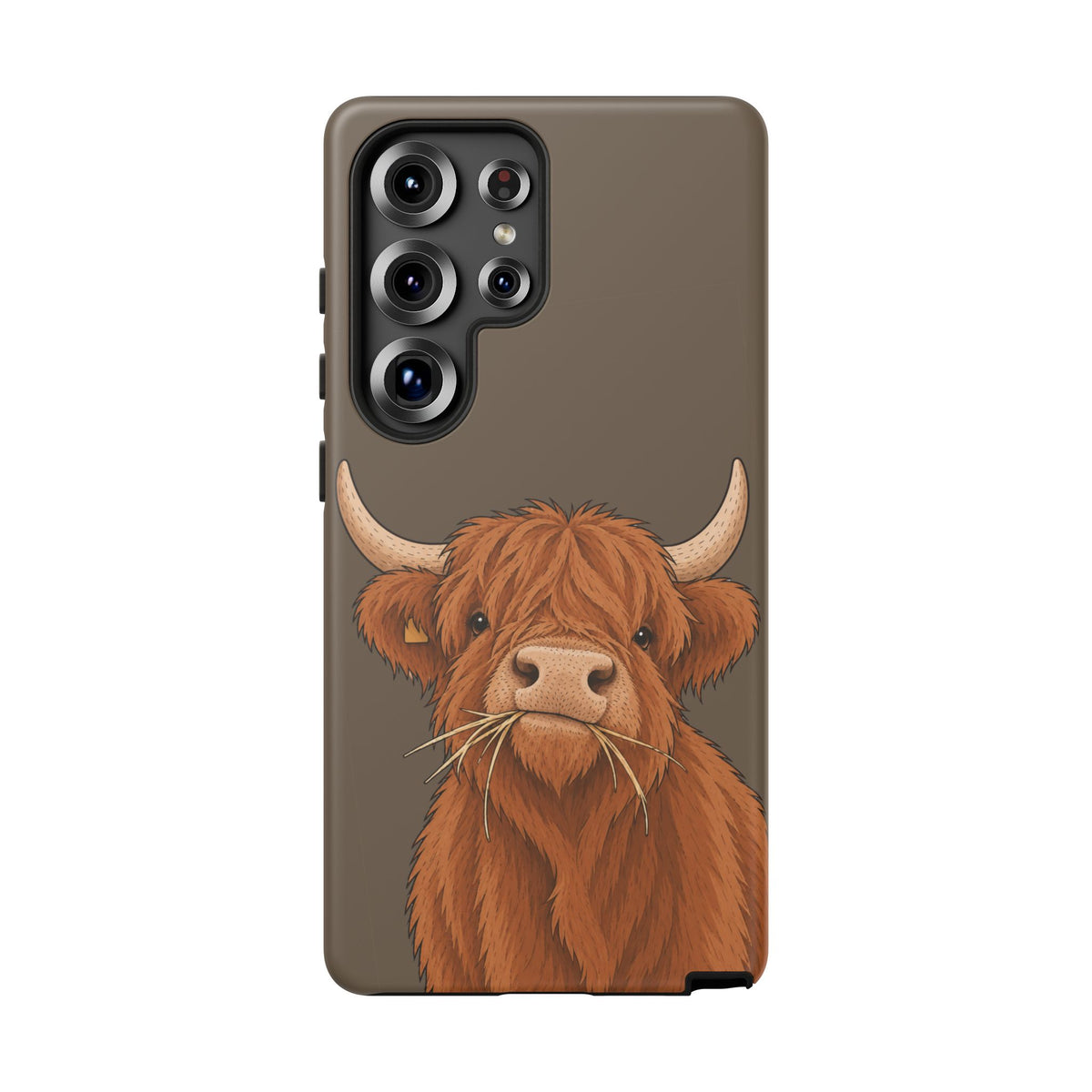 Highland Cow Close-Up Tough Phone Case in Taupe Brown Matte