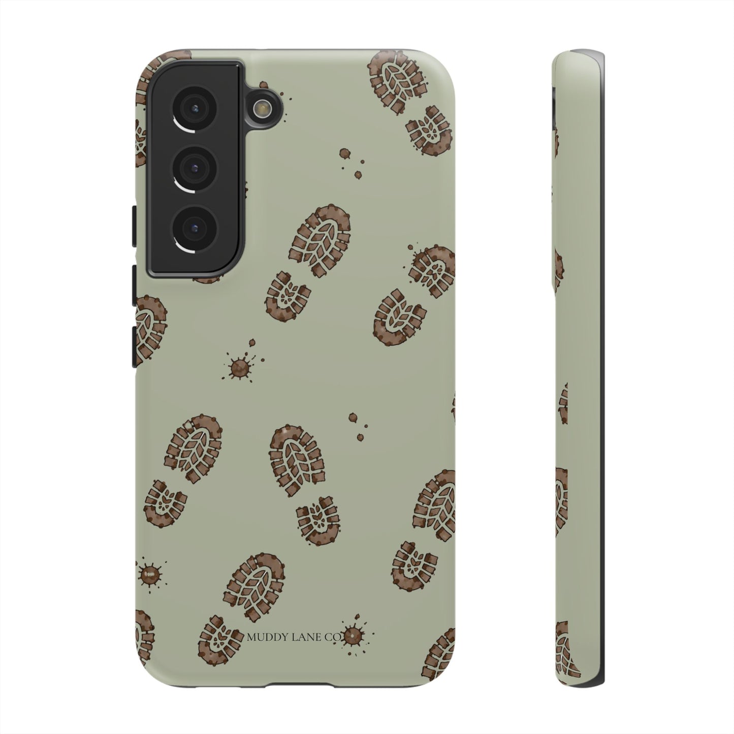 Muddy Boot Print Tough Phone Case in Light Sage Matte