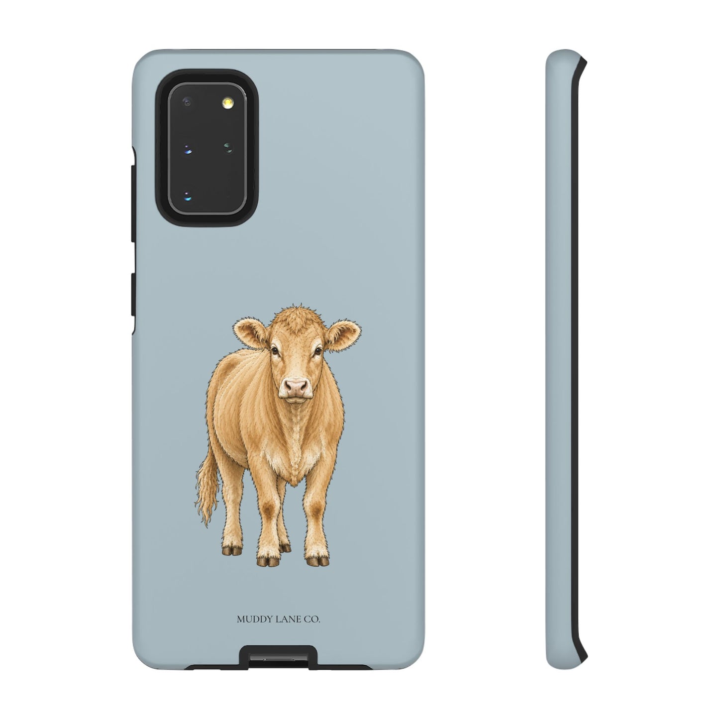 Farm Cow Tough Phone Case in Dusty Blue Matte