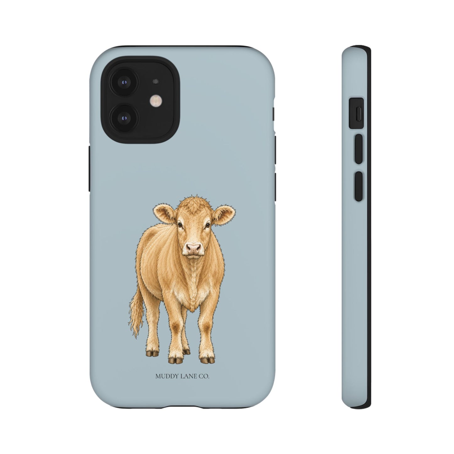 Farm Cow Tough Phone Case in Dusty Blue Matte