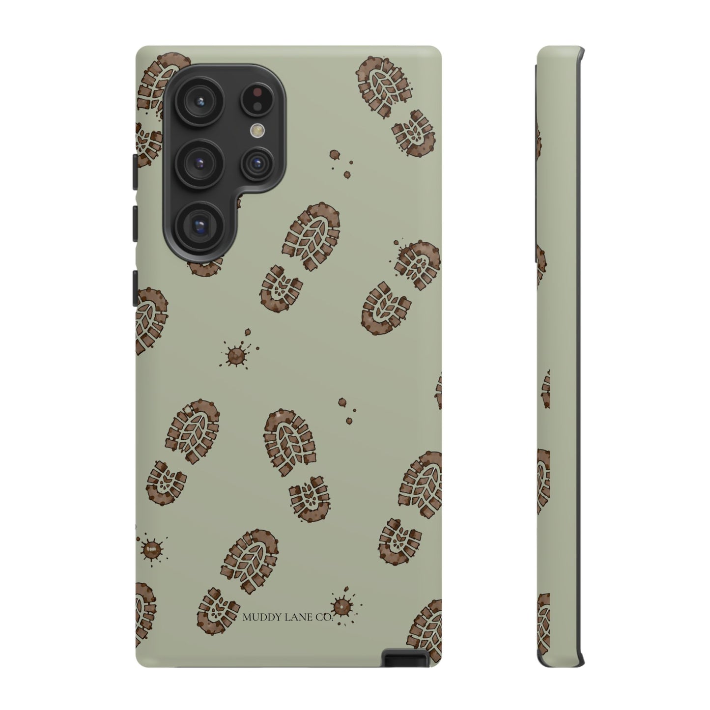 Muddy Boot Print Tough Phone Case in Light Sage Matte