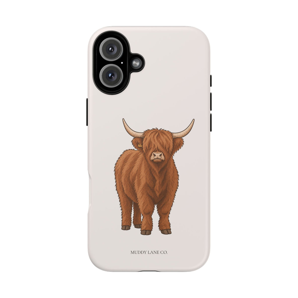 Highland Cow Tough Phone Case in Warm Cream Matte