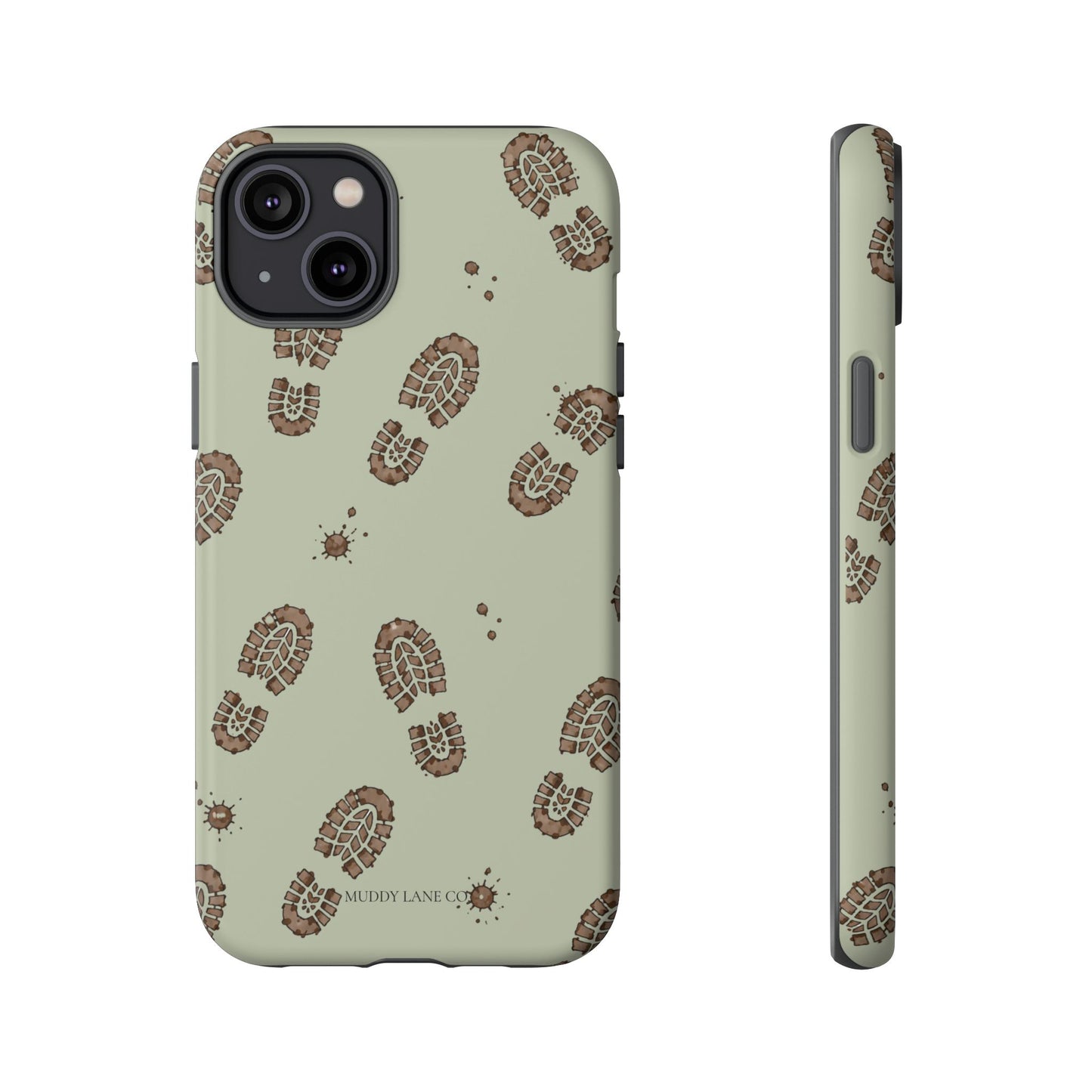 Muddy Boot Print Tough Phone Case in Light Sage Matte