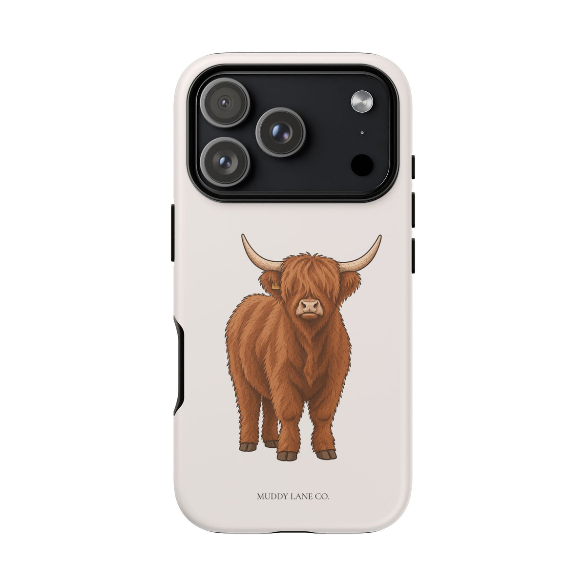 Highland Cow Tough Phone Case in Warm Cream Matte