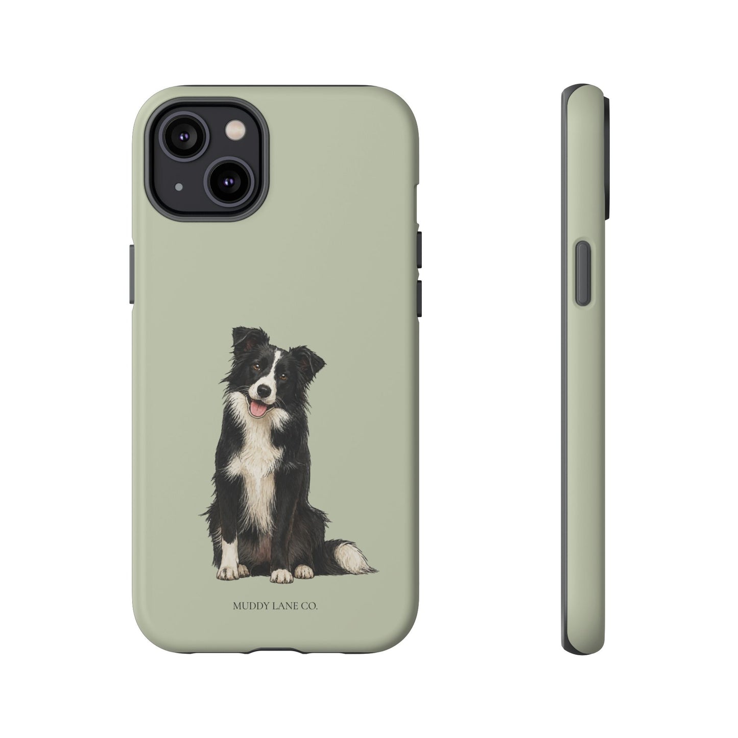 Border Collie Tough Phone Case in Light Sage Matte