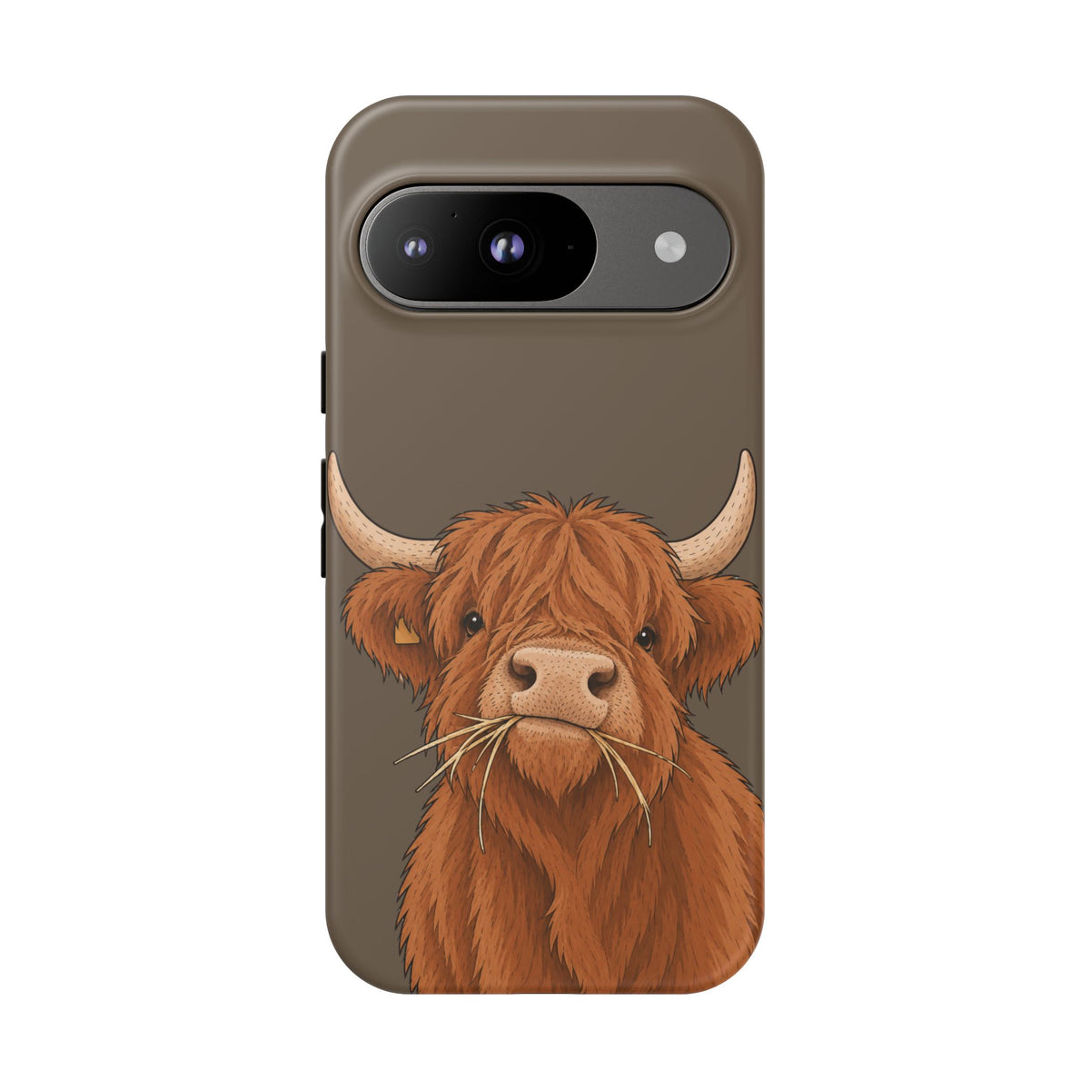Highland Cow Close-Up Tough Phone Case in Taupe Brown Matte