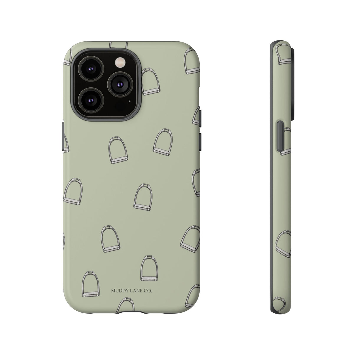 Stirrup Pattern Tough Phone Case in Light Sage Matte