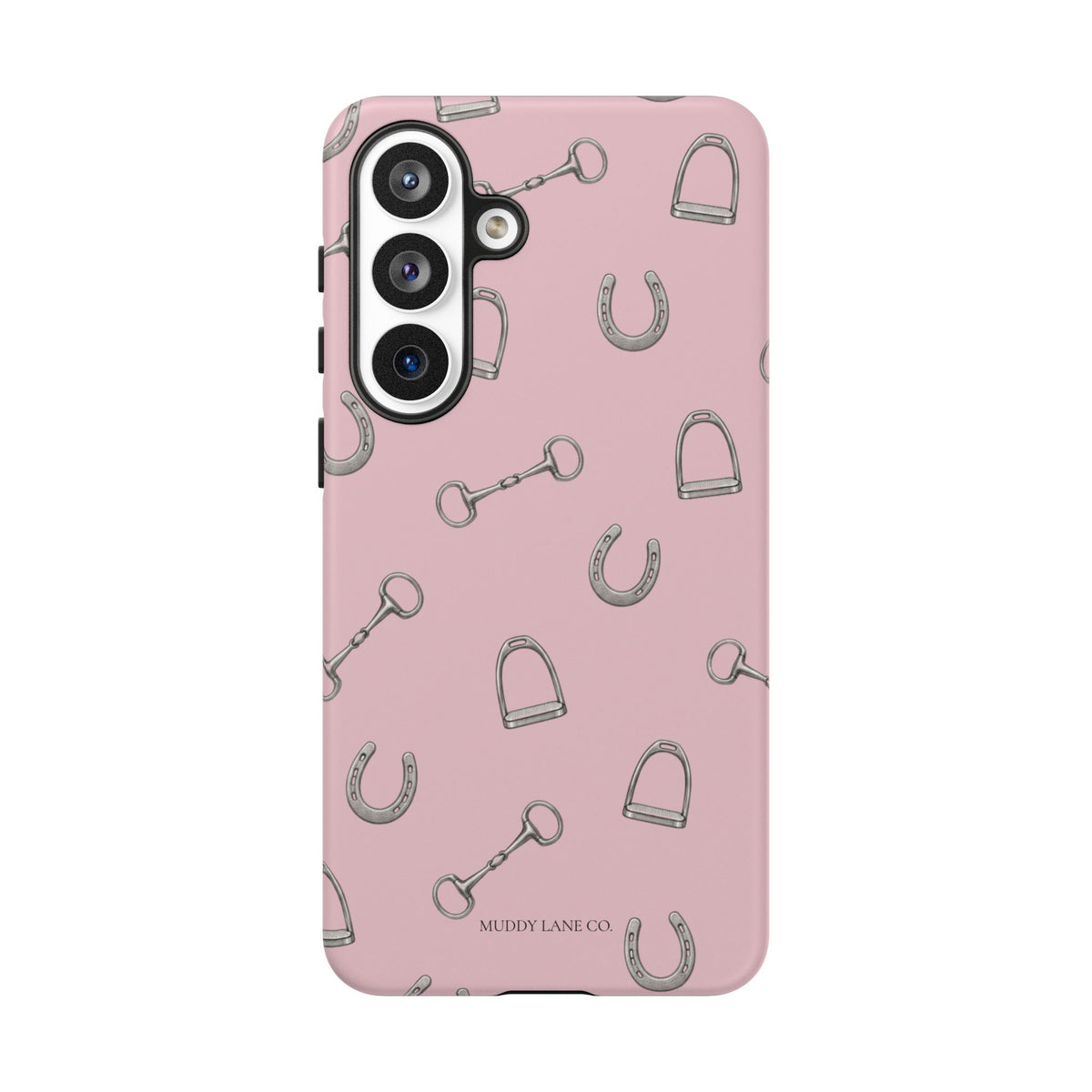 Tack Room Pattern Tough Phone Case in Soft Rosette Pink Matte
