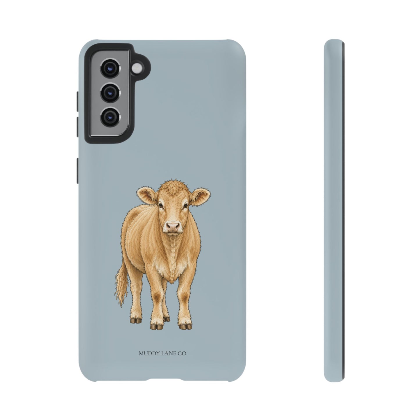 Farm Cow Tough Phone Case in Dusty Blue Matte