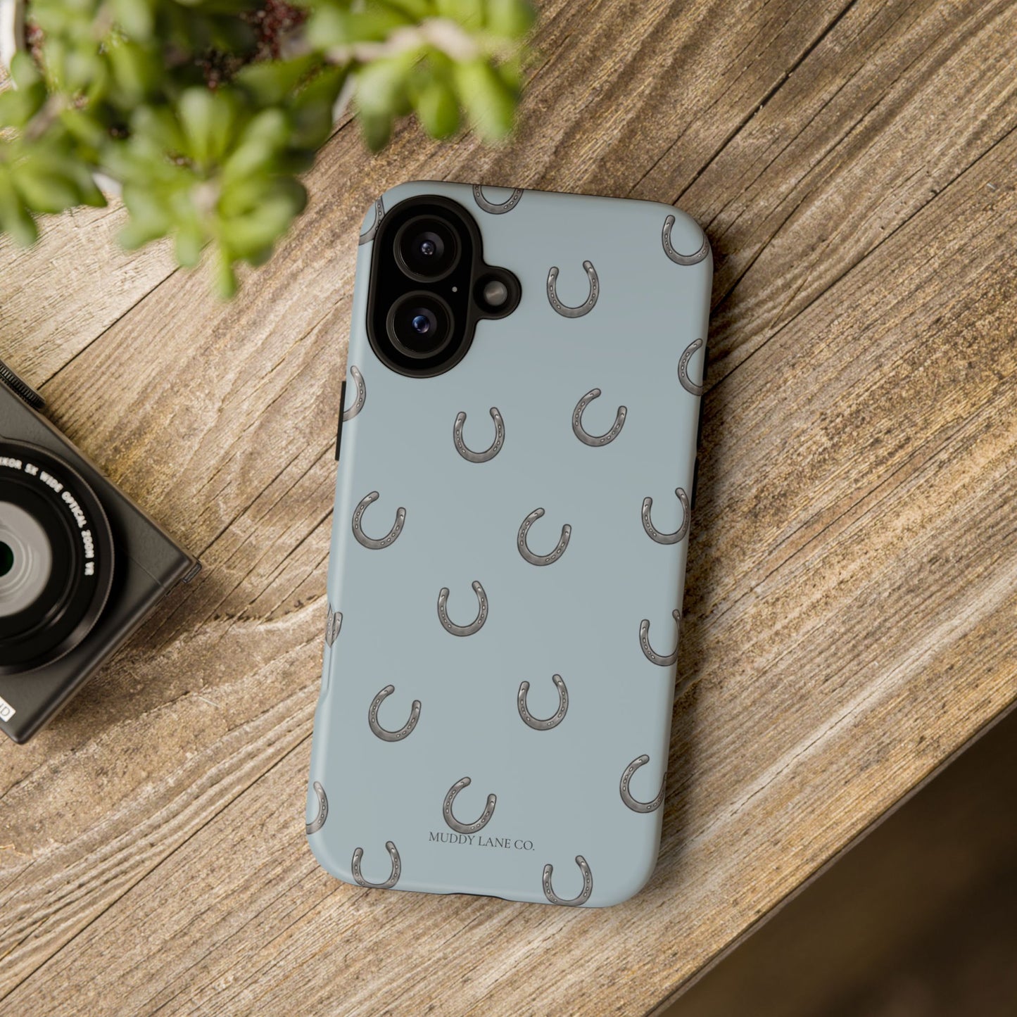 Horseshoe Pattern Tough Phone Case in Dusty Blue Matte