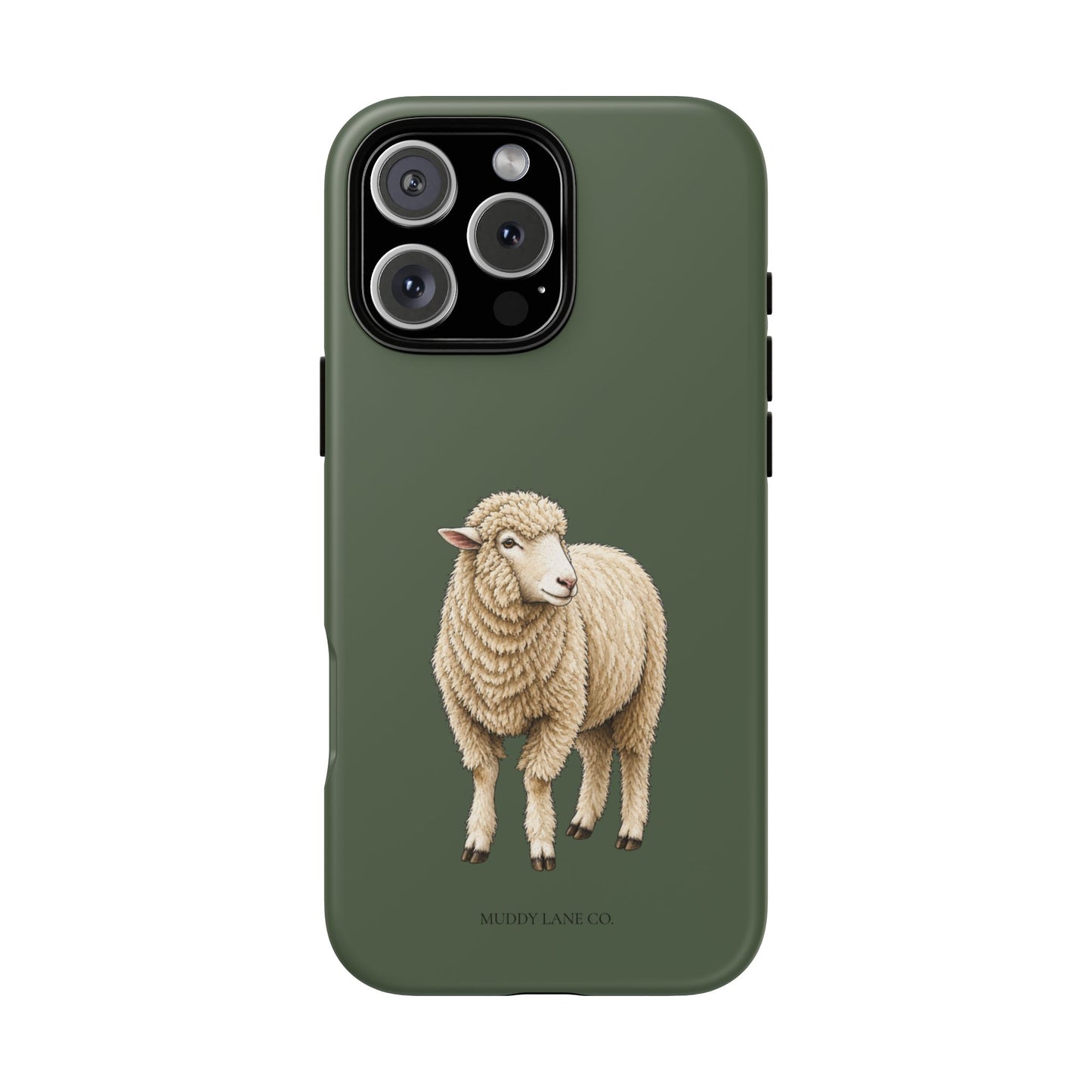 Sheep Tough Phone Case in Forest Green Matte