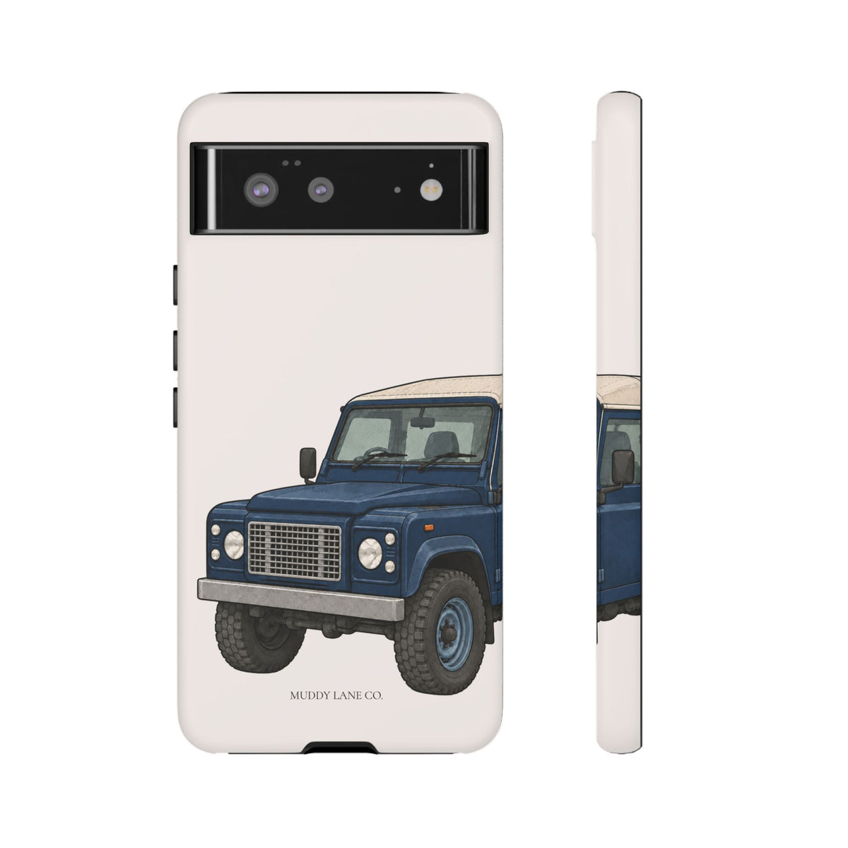 Blue Classic 4x4 Close-Up Tough Phone Case in Warm Cream Matte