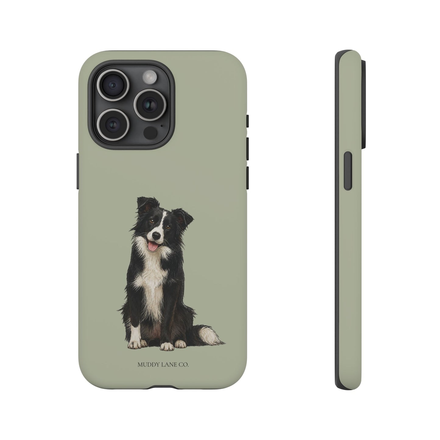 Border Collie Tough Phone Case in Light Sage Matte