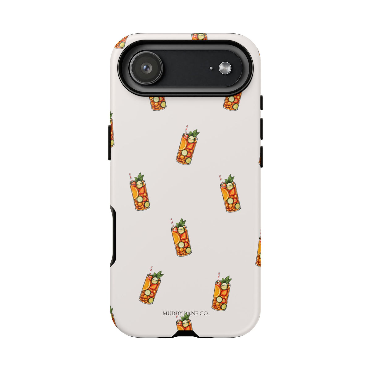 Summer Drink Pattern Tough Phone Case in Warm Cream Matte
