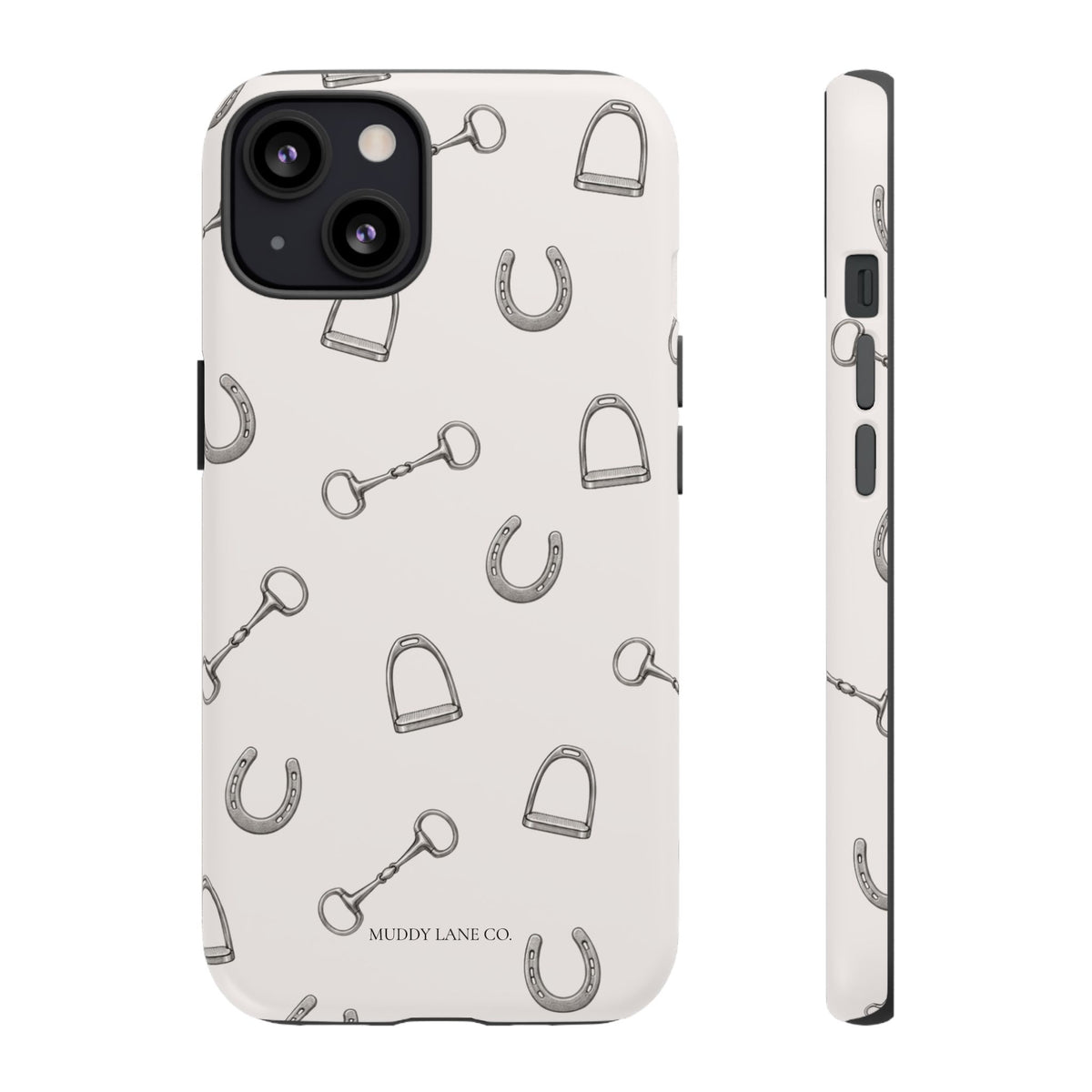 Tack Room Pattern Tough Phone Case in Warm Cream Matte