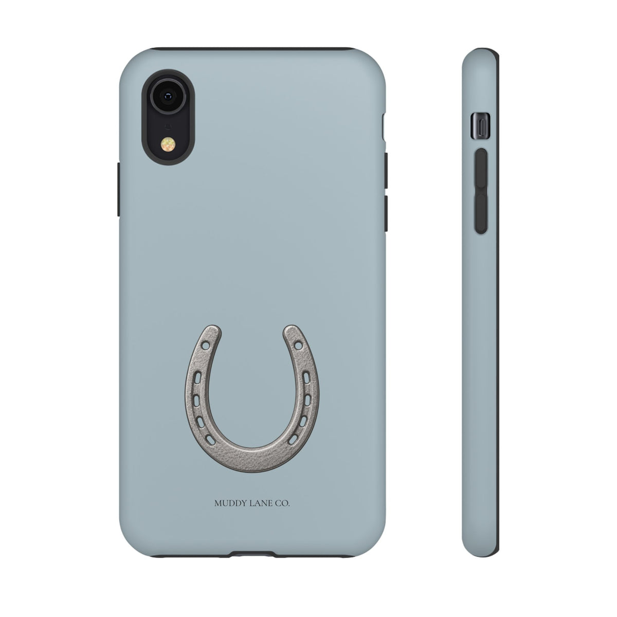 Horseshoe phone case in Dusty Blue by Muddy Lane Co, photo 5