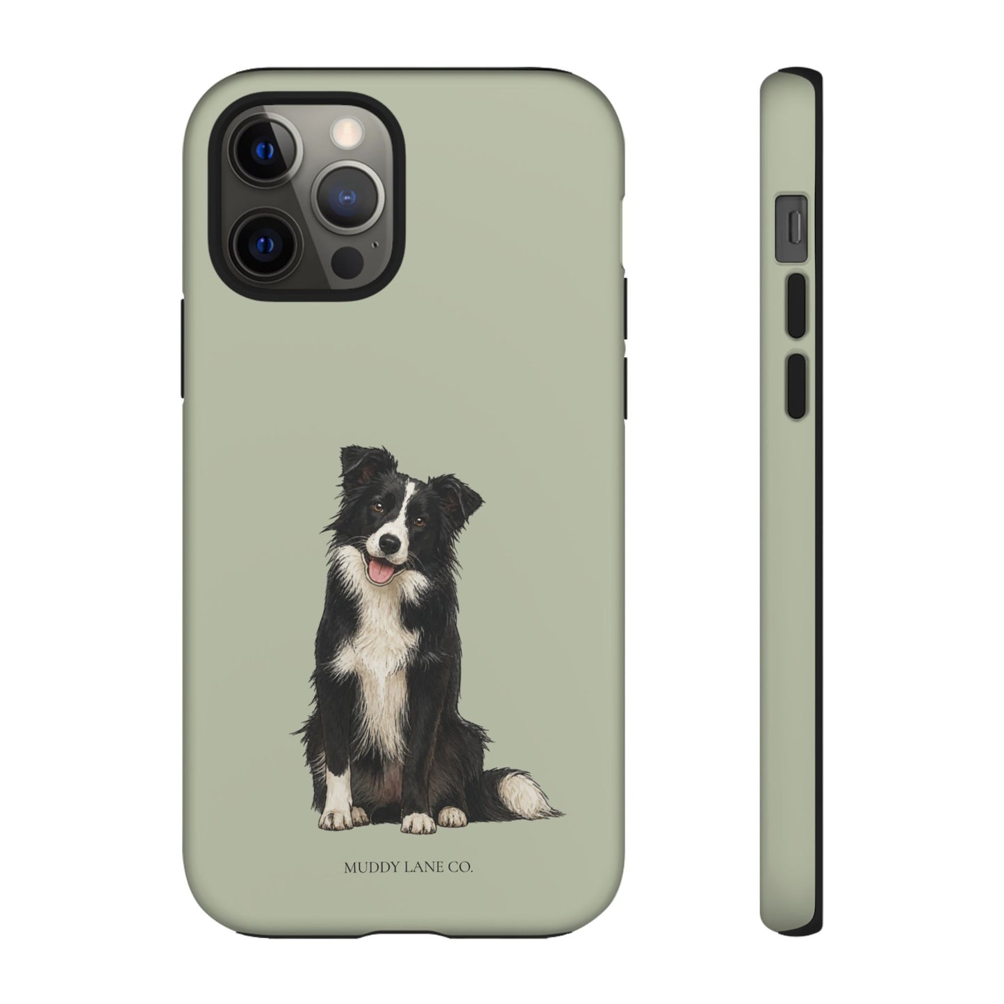 Border Collie Tough Phone Case in Light Sage Matte