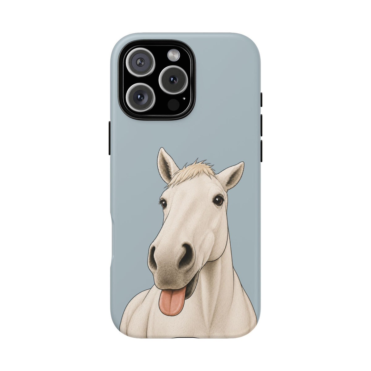 Silly White Horse Tough Phone Case in Dusty Blue Matte